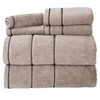 Hastings Home 2-piece Luxury Cotton Towel Set, Bath Sheet Made from 100% Zero Twist Cotton, (Taupe/Black) 984010QQU